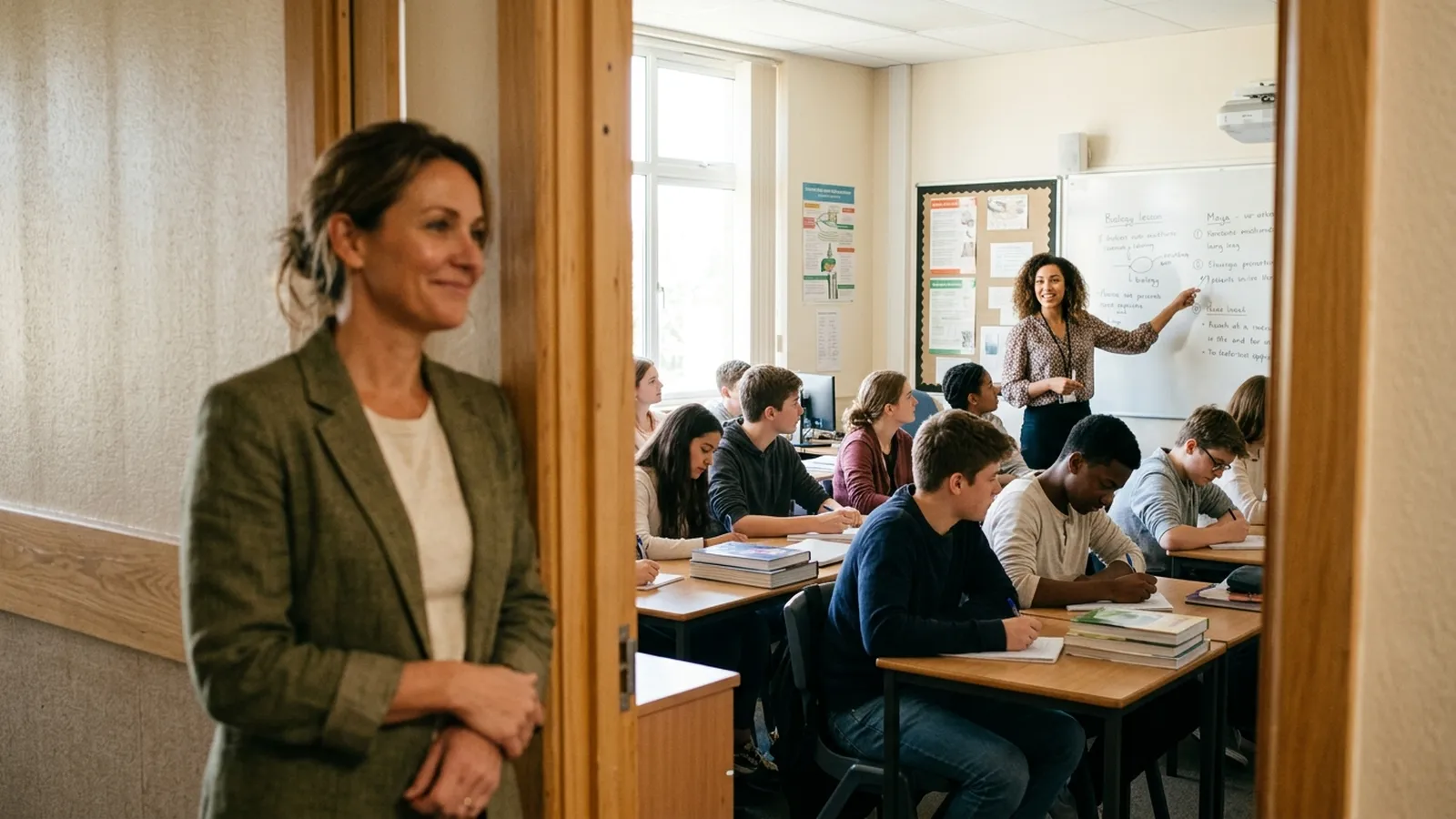 A founder watching a new instructor run the class — optionality in a scalable learning business