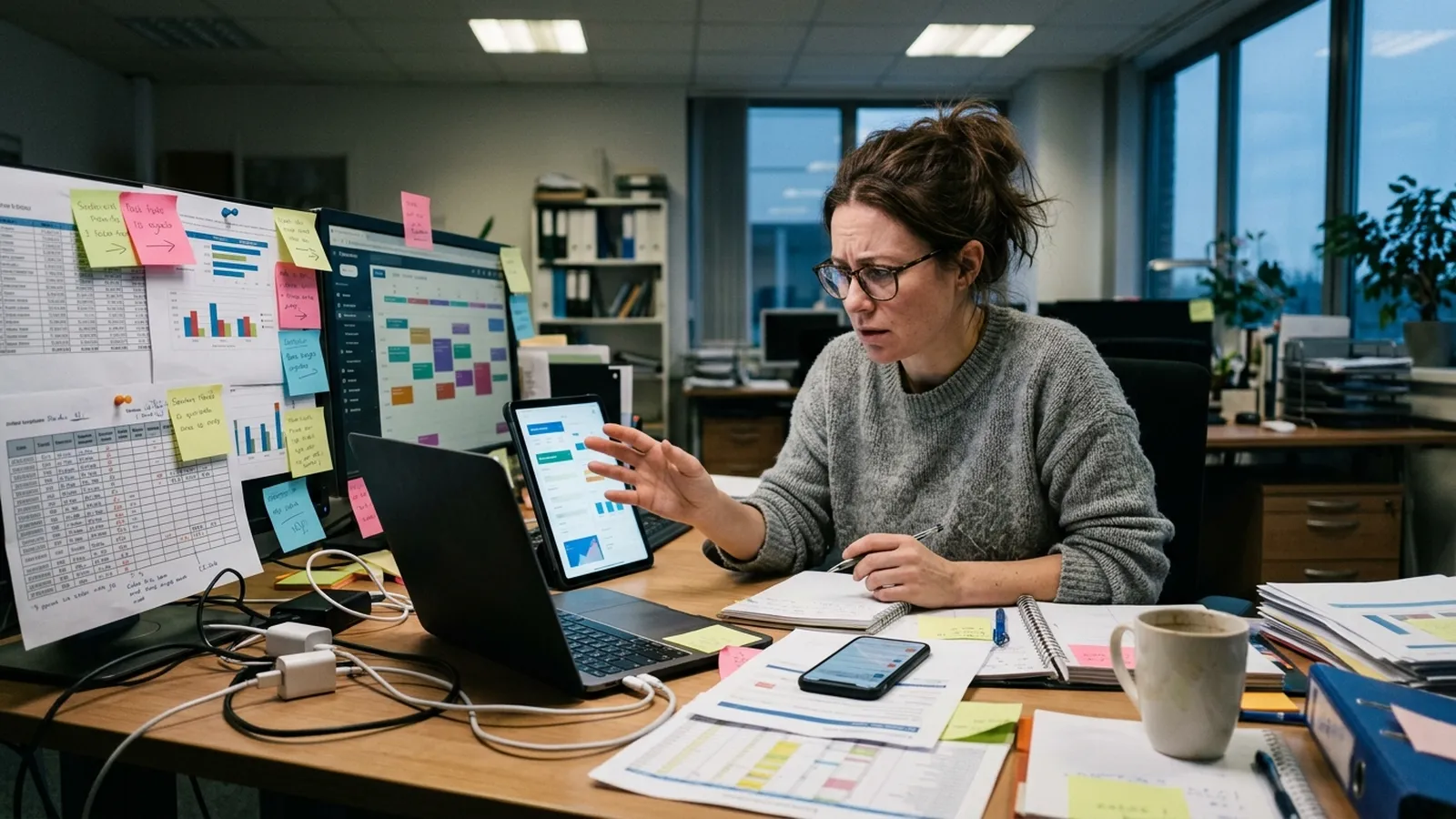 Academic team switching between seven disconnected edtech tools instead of one unified learning platform